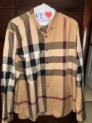 Burberry Plaid Check Button-Up Shirt Long Sleeve Men's Designer size 3XL