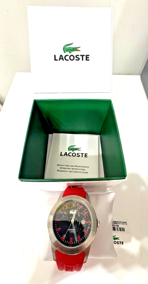 Lacoste Watch Lacoste Sport Black/Rubber 42 mm Red Unisex NEW - image 3 of 4