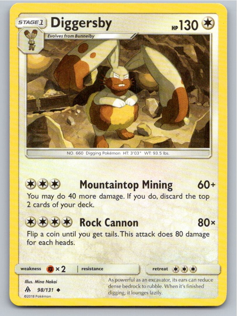 2018 POKEMON DIGGERSBY FORBIDDEN LIGHT 98/131 UC NM A68577 FREE S&H