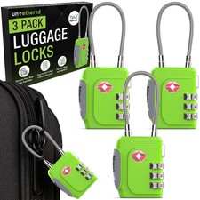 Untethered TSA Approved Luggage Locks, 3-Pack Resettable Combo, Green