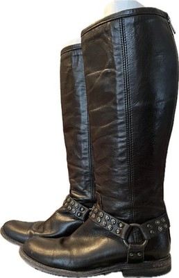 FRYE Woman s Phillip Studded Harness Black  Boots 7.5 M