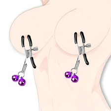 2Pcs BDSM Nipple Clamps Adjustable Metal Nipple Toys with Bell, Bondage Sex Toys