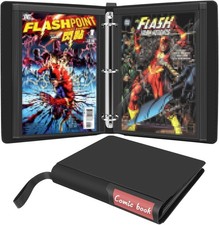 3 Ring Comic Book Binder with Plastic Sleeves, 11.9 x 8.7 x 3.1 inches, black