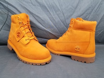 Timberland Boys 6 In Premium Waterproof Boots Lace Up Orange Size 6.5 NEW NO BOX