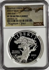2023 P NGC PF70 American Liberty 1 OZ Silver Proof Medal  MAGNUM OPUS FamousCoin