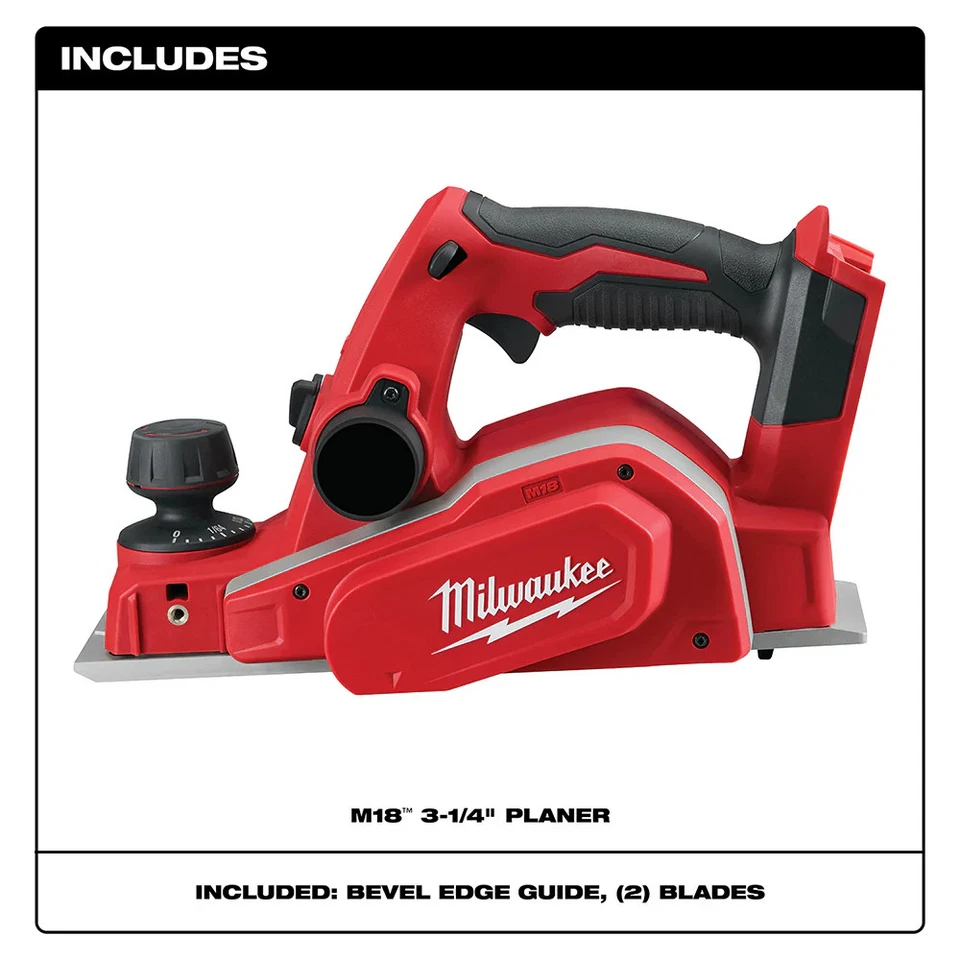Milwaukee 2623-20 M18 18V 3-1/4-Inch Planer w/ Bevel/Edge Guide - Bare Tool - Image 2 of 4