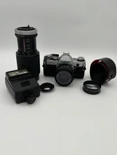 Canon AE-1 35mm Film Camera With FD 50mm f/1.8, Vivitar Macro focusing zoom lens