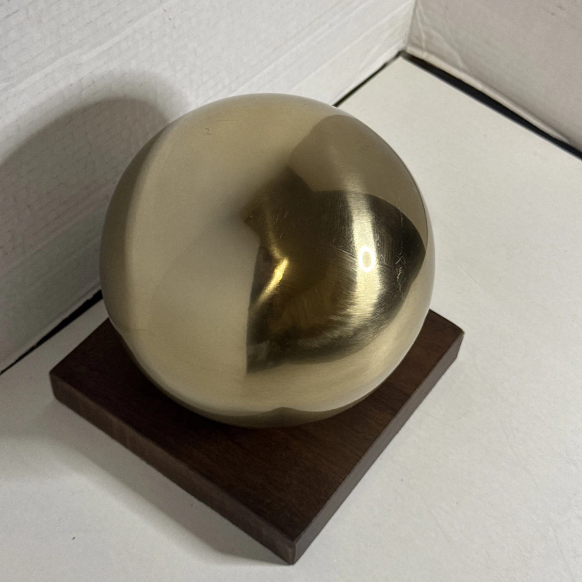 Modern Ball Sculpture Wood Stand