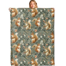 Squirrel Throw Blanket, 60x50 inch, Soft Cozy Lightweight Flannel, Plush, Girls