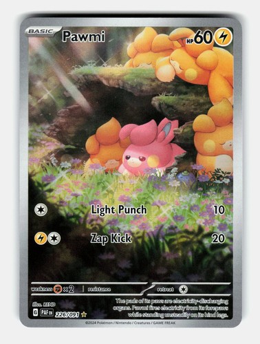 Pawmi 226/091 Illustration Rare Paldean Fates Pokemon Holo Near Mint