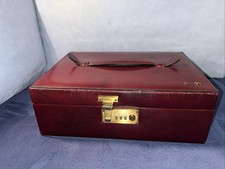 Schmuckkasten *assima*  alt Vintage weinrot  Schubladen groß ECHTLEDER  sehr gut