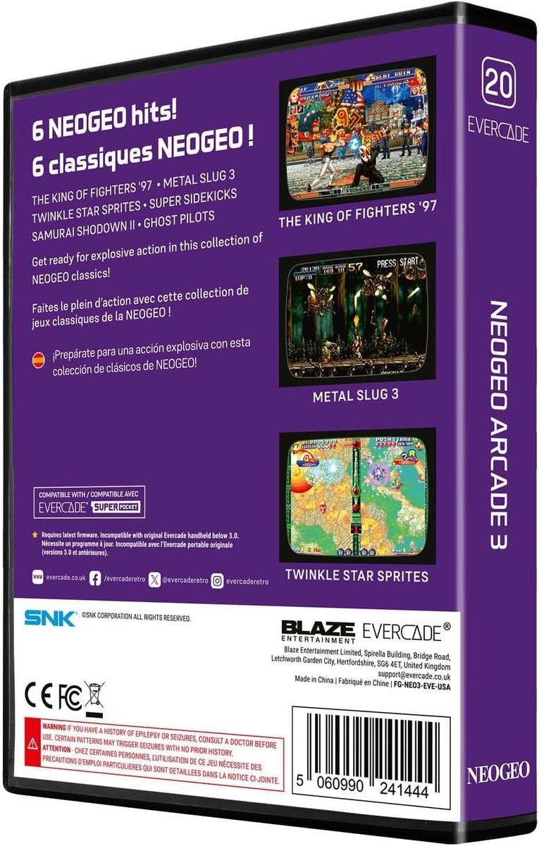 Evercade 20 NeoGeo Arcade 3 - 6 Games Limited Edition Metal Slug