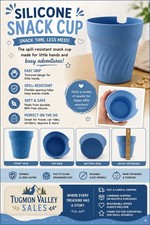 Blue Silicone Snack Cup for Toddlers Baby Spill Proof Snack Container Travel Cup