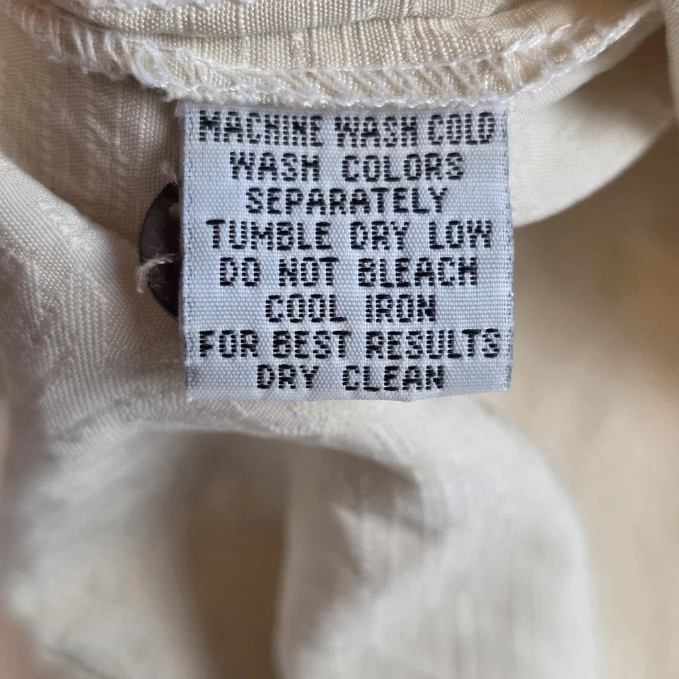 Camisa Tommy Bahama Hombre Pequeña Marfil 100% Seda Abotonada Manga Corta Foto 4 de 4