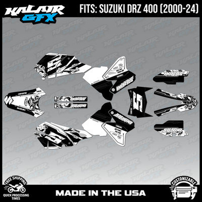 Graphics kit for Suzuki DRZ400 SM, S and E (2000-2024) NightCity Series - White