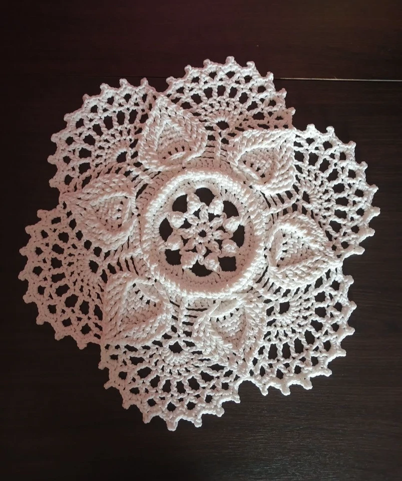 Hand Knitted Tablecloth 23.6″ Polyester Handmade Lace Doily - Image 2 of 4