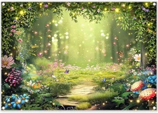 Fabric 7x5ft Enchanted Forest Photography Backdrop Fairy Garden Background Ki...