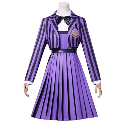 Wednesday S2 Newly Sinclair Enid Cosplay Costume Enid Striped Uniform Wig