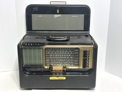 Vtg c1958 Zenith Trans-Oceanic Wave Magnet A600 6A40 Radio w/ Log Book - Works