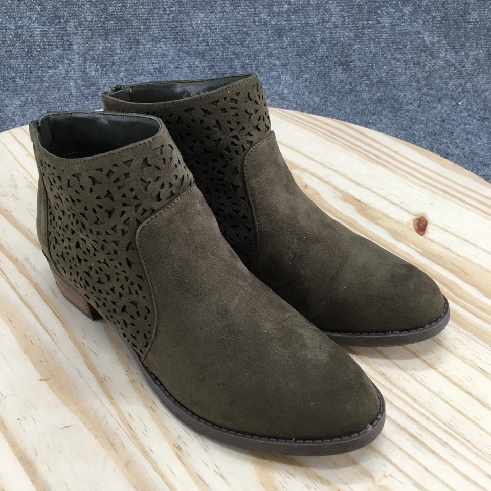 Carlos Botas Mujer 7M Olive Brett Botín Perforado Gamuza Occidental Informal Foto 3 de 4