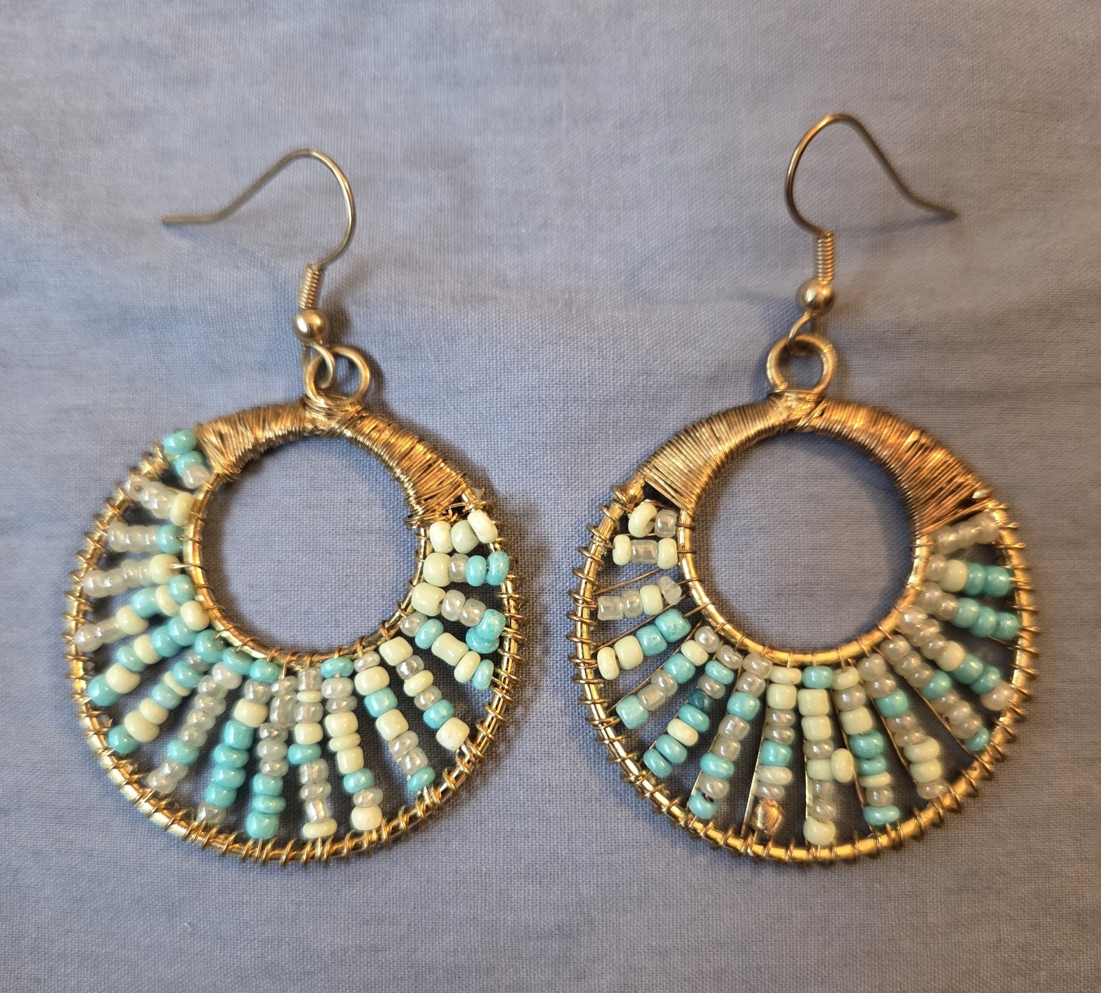 Earrings Native American Handcrafted Turquoise Be… - image 3