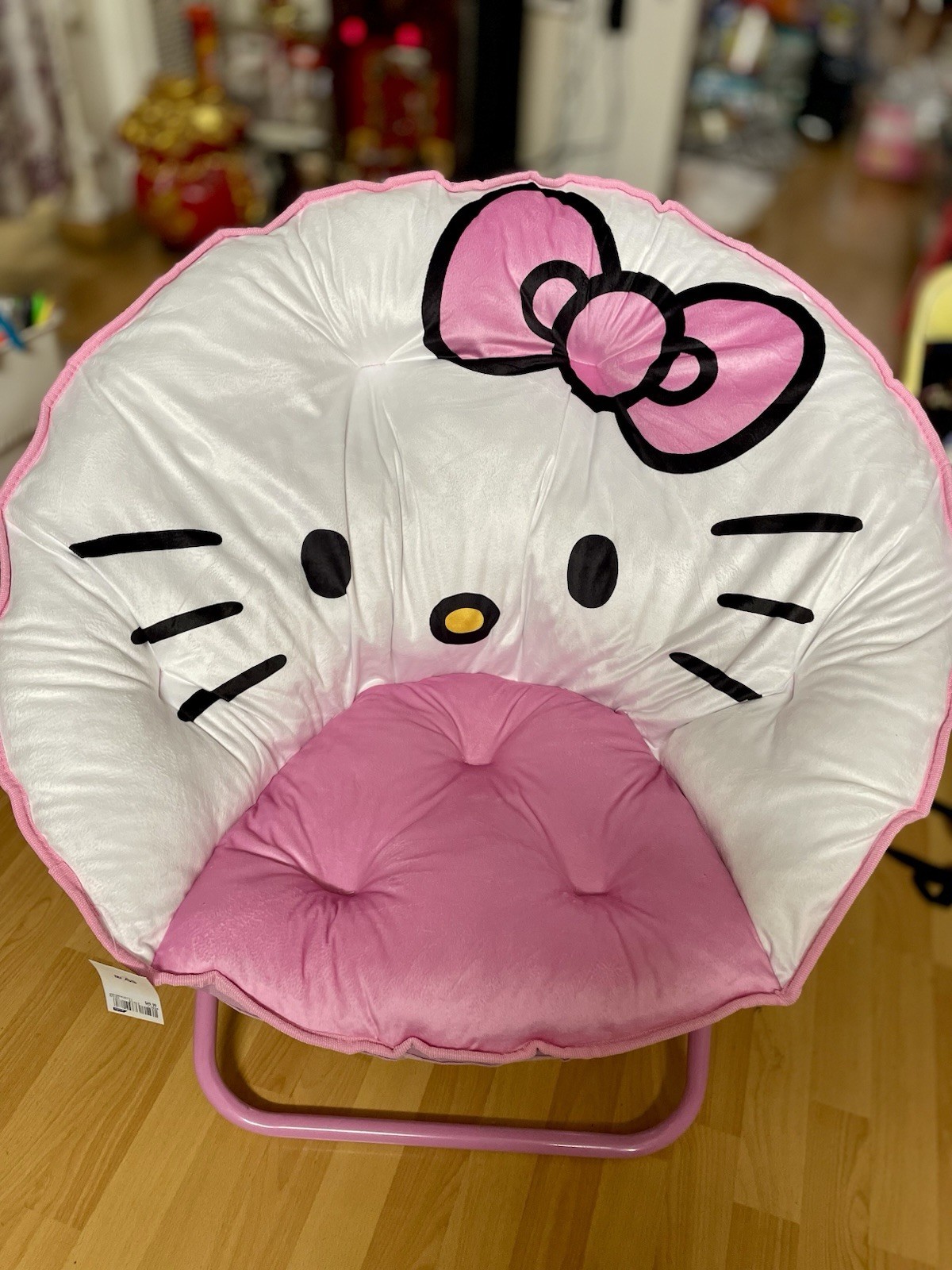 Sanrio Hello Kitty Saucer Chair Foldable Pink & White For Adult And Kids