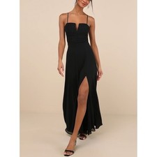 NWT Lulus Sweeney Black Sleeveless Maxi Dress XS Gown Formal Prom
