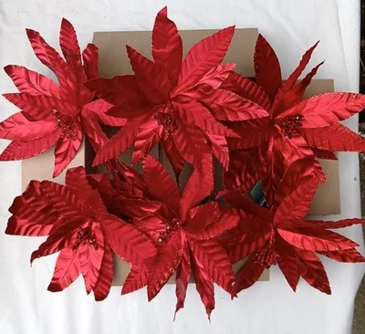 KAEMINGK Red Christmas Tree Decorations SPECIAL PRICE Flowers Clip on Large Traditional 6