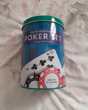 Deluxe Texas Holdem Poker Set In Tin Never Used Some Wear In Tin Due To Storage