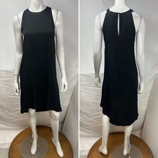 Theory Women's 2 Black 100 Silk Georgette Adlerdale Modern Hi-Low Slip Dress