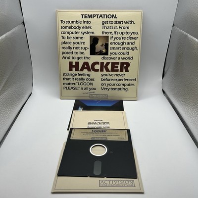 Vintage - Hacker by Activision Atari - XE/XL/800 Floppy Disk - 1985 Complete