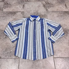 Roar Button Up Shirt Mens Large Striped Long Sleeve Micro Cotton Casual