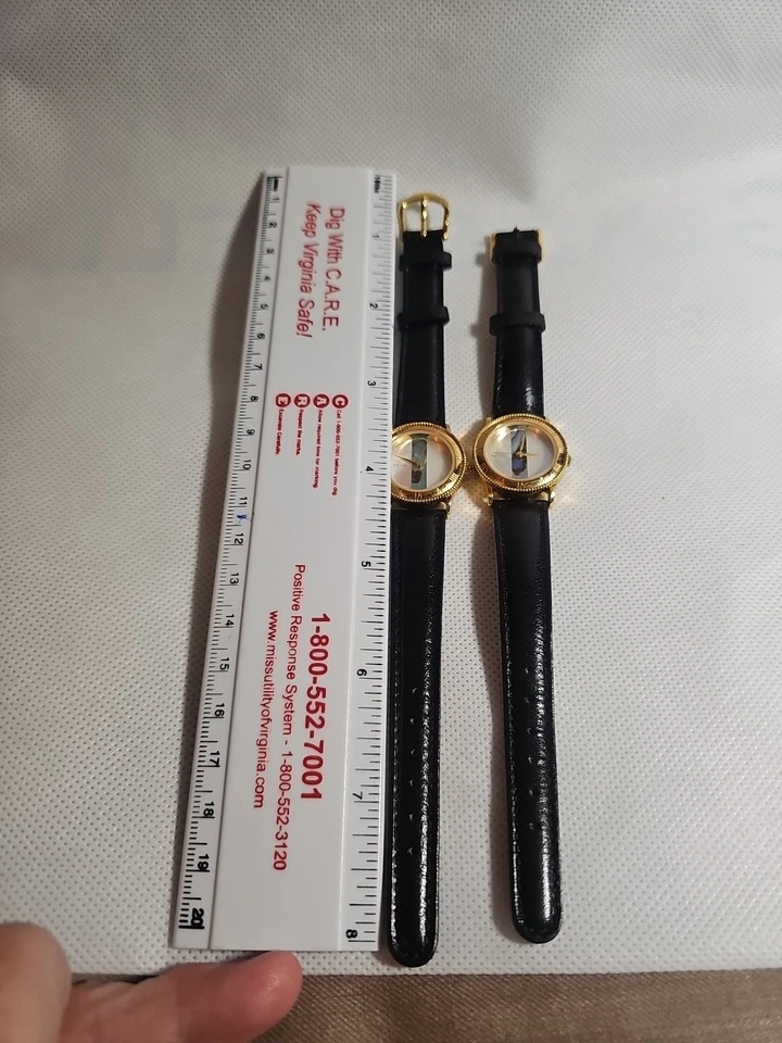 Vtg 2ea Relic Watch Women 23mm Gold Tone Rivoli Mosaic Leather Needs Battery - Image 3 of 4