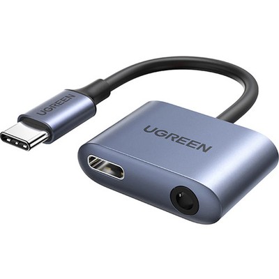 Adapter USB-C - USB-C / mini jack 3.5mm DAC PD QC 30W Ugreen USB-Adapter Grau