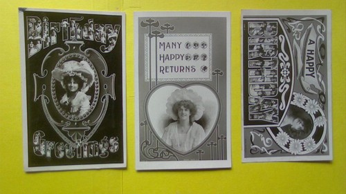 3 x Vintage 1907-08 ART NOUVEAU Postcard, Glamour Fashion Girls ORIGINAL (A)