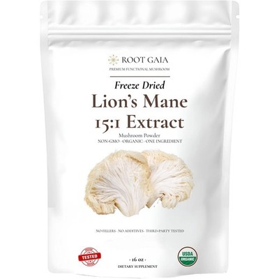 Lion s Mane Mushroom Freeze-Dried Powder 15:1 Extract - 16oz (453.6g) - Vegan