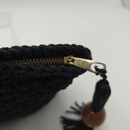 Vintage Clutch Purse 60s Made In Japan Black Crochet Handbag - Picture 4 of 10