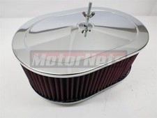 12x4 Washable Chrome Steel Oval Air Cleaner Filter Sbc Chevy Ford Mopar Hotrod