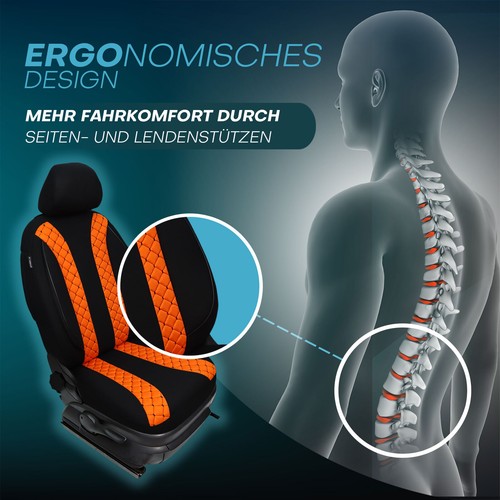 Fundas de asiento de coche adecuadas para Alfa Romeo Giulietta 940 (negro-naranja) - Imagen 5 de 12