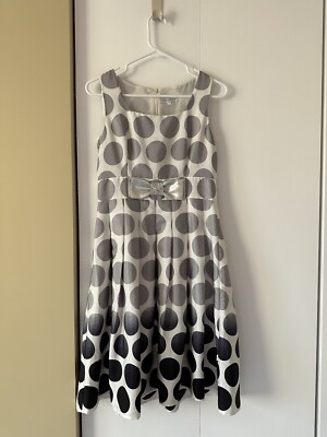 MaxMara White With Gray Dot Sleeveless Summer Dress