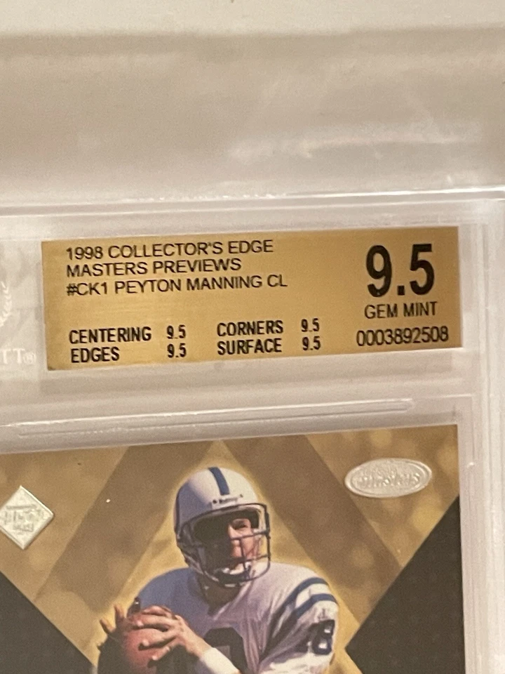1998 Peyton Manning Collector Edge Master Preview ROOKIE #CK1 BGS 9.5 - Image 2 of 3