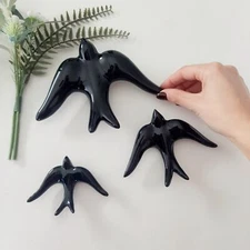 Glazed Black Swallows Wall Hanging Decor