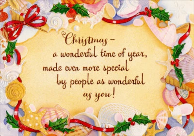 RED FARM STUDIOS Sand with Shells and Ribbons Border Box of 18 Tropical Beach Christmas Cards