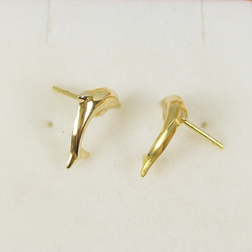 Children Jewellery Dolphin Stud Earrings Genuine 375 9ct 9k Yellow Gold - E5031 - Picture 7 of 7