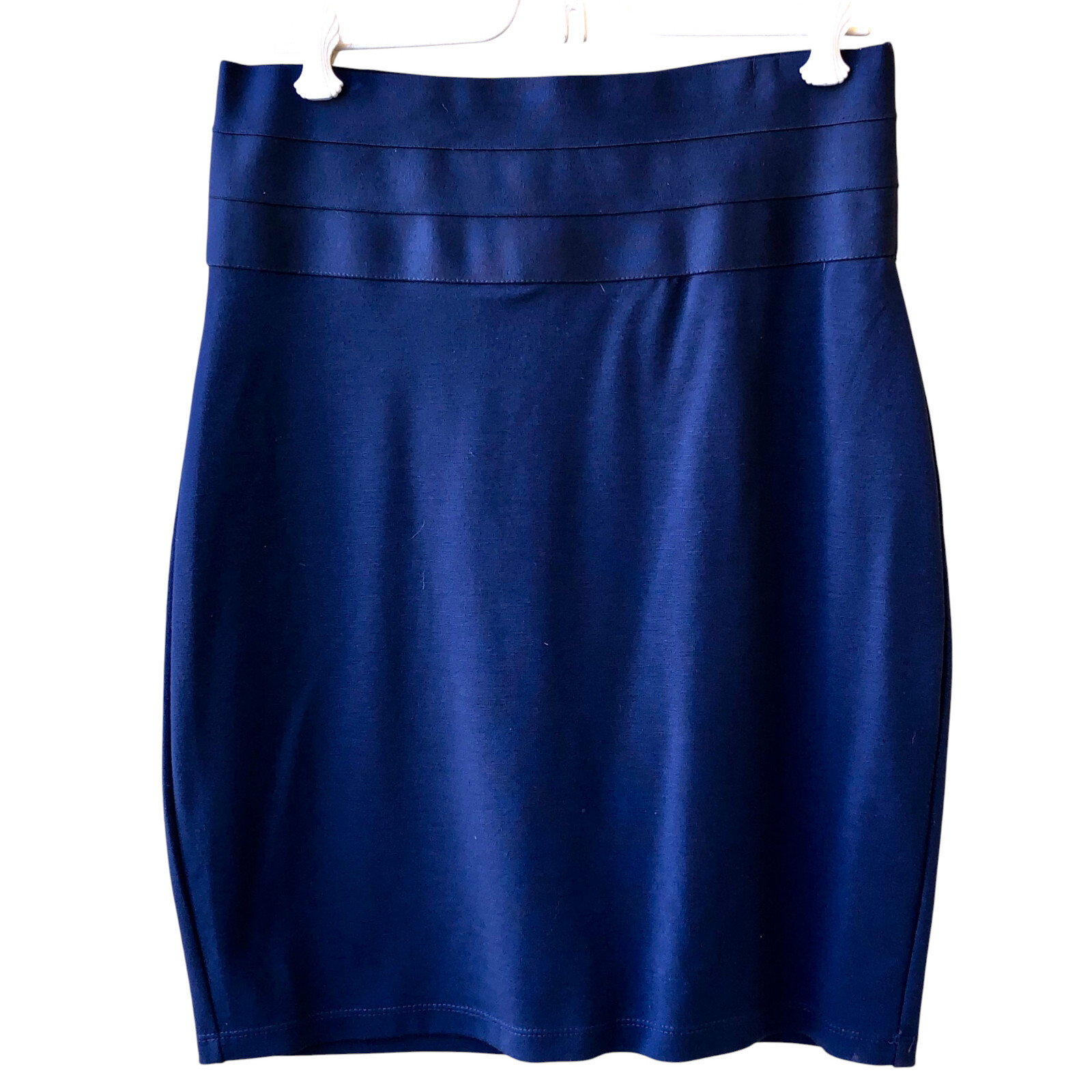 FILA MAX STUDIO gonna corta blu a matita vintage anni 90 pull on righe a fascia donna media