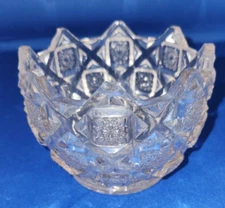 American Brilliant Clear Cut Crystal Vintage Glass Bowl Sawtooth Edge