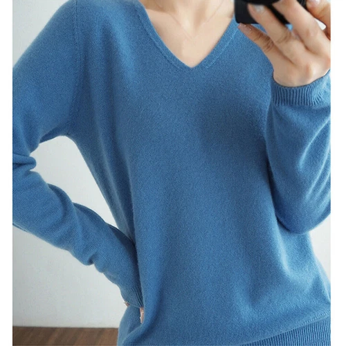 Mujeres Nuevo Suéter Sólido de Cachemira Primavera Manga Larga Informal Moda Suéteres Suaves - Imagen 12 de 37
