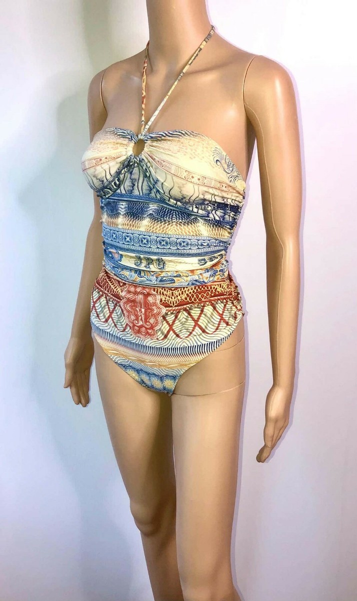 Jean Paul Gaultier Soleil Currency Money Print Bodysuit Swimwear