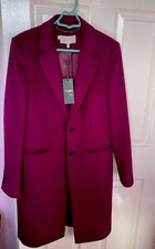 Womens Hobbs Wool Mix Over Coat Warm Plumwinter Coat Size Uk 10 Winter Coat.