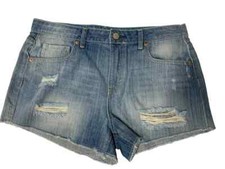 AEROPOSTALE Womens High-Rise Wash Denim cut off Shorty Shorts 10 NWT